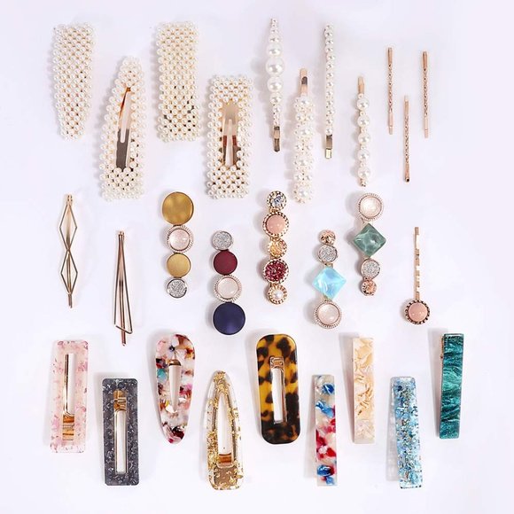 28 PCS Hingwah Pearls and Acrylic Resin Hair Clips, Handmade Hair Barret… main image 5